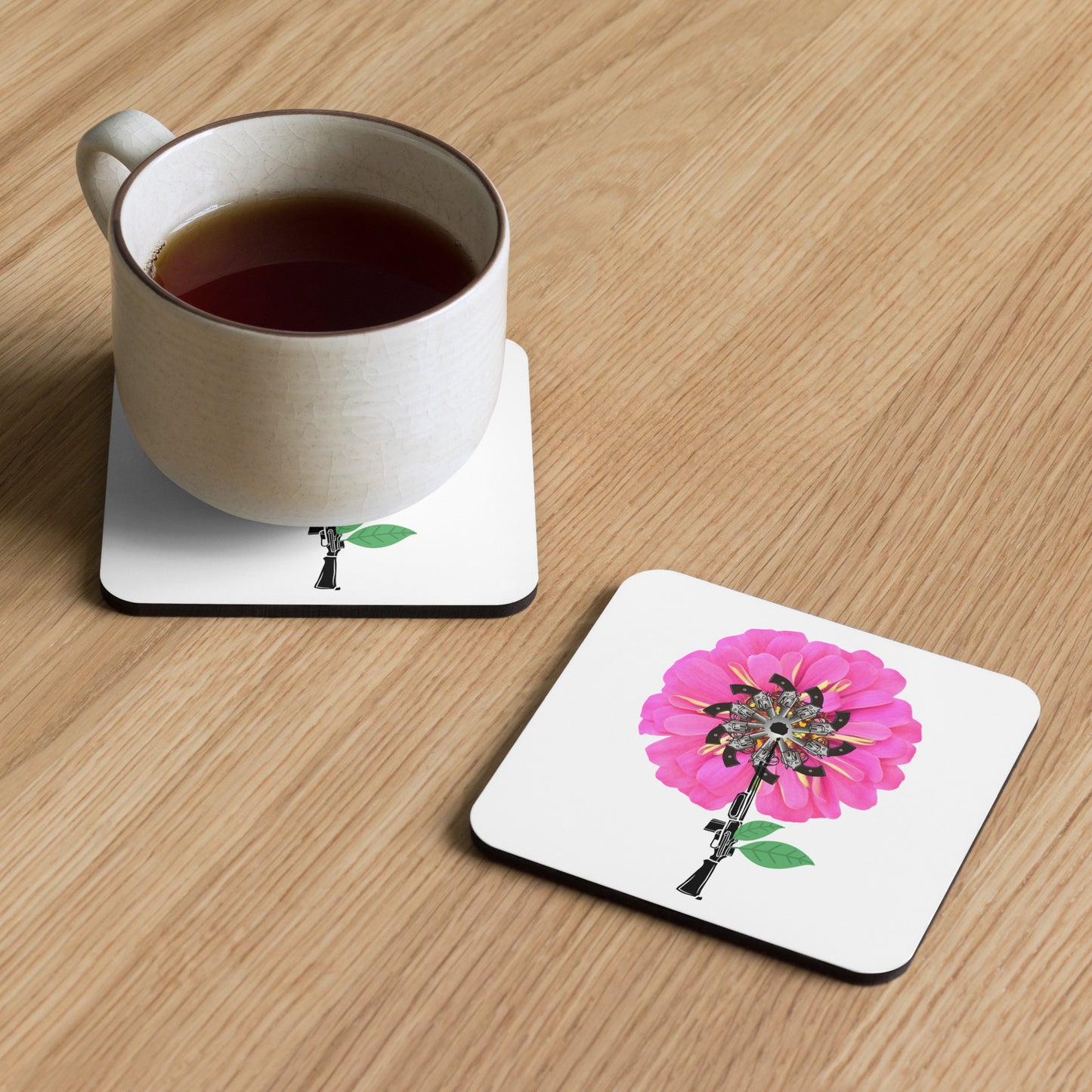 Gun Flower Cork-back coaster
