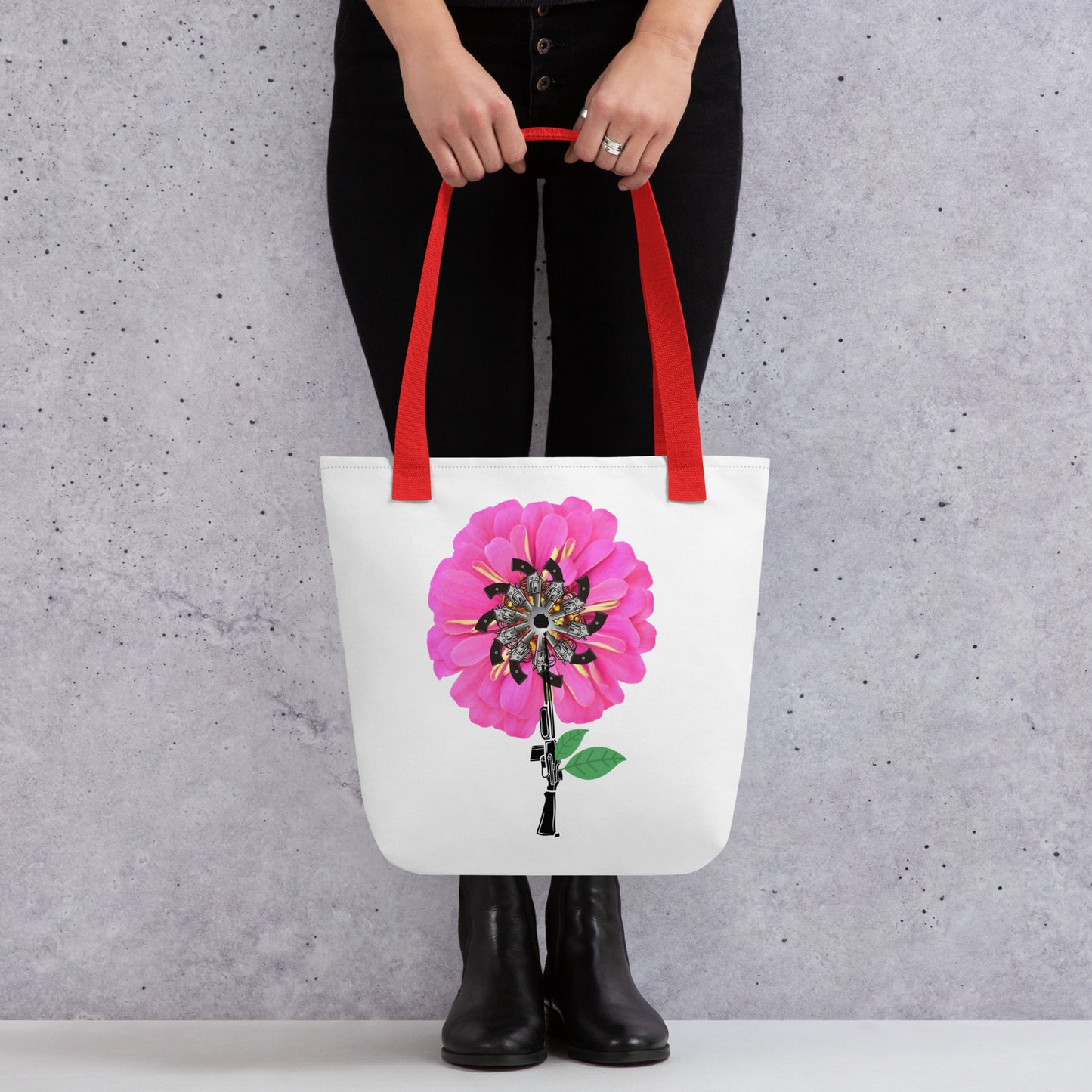 Pink Gun Flower Tote bag