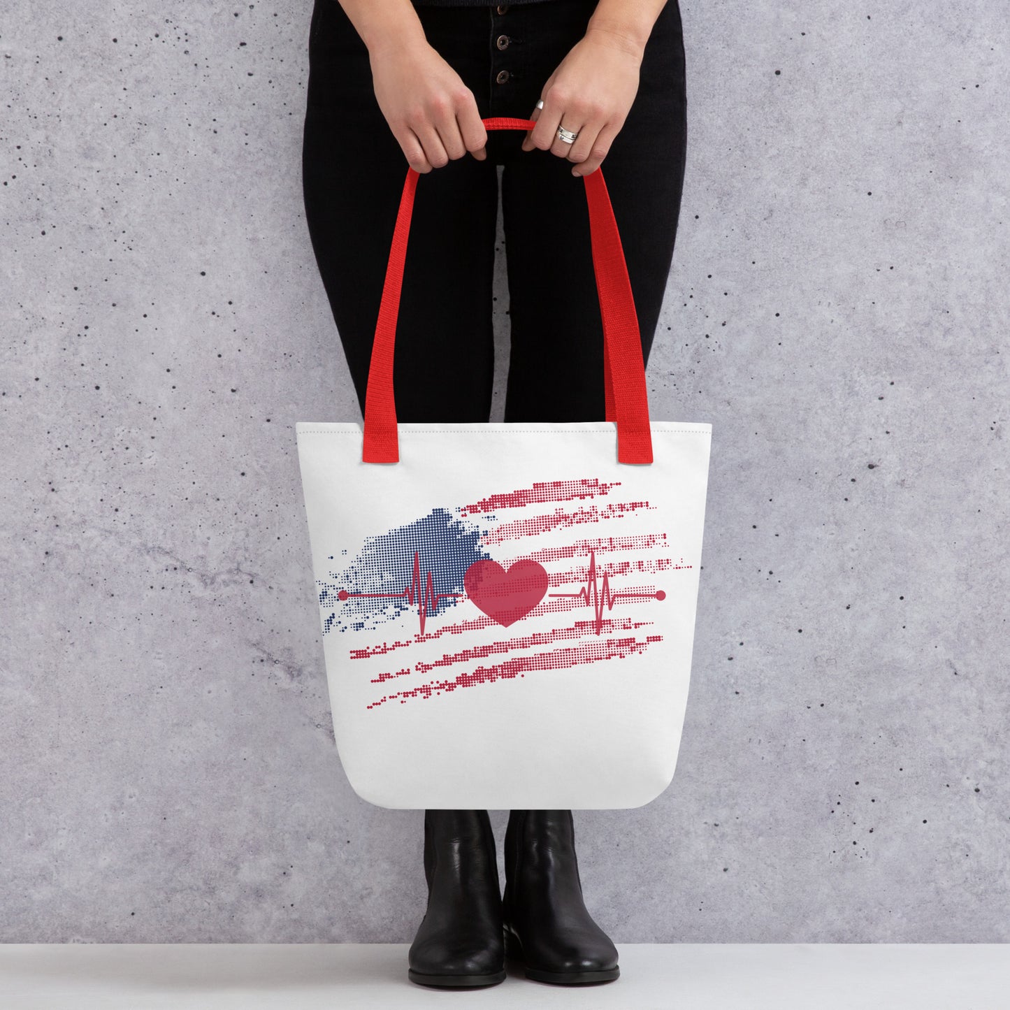 Flag with Heartbeat Tote bag