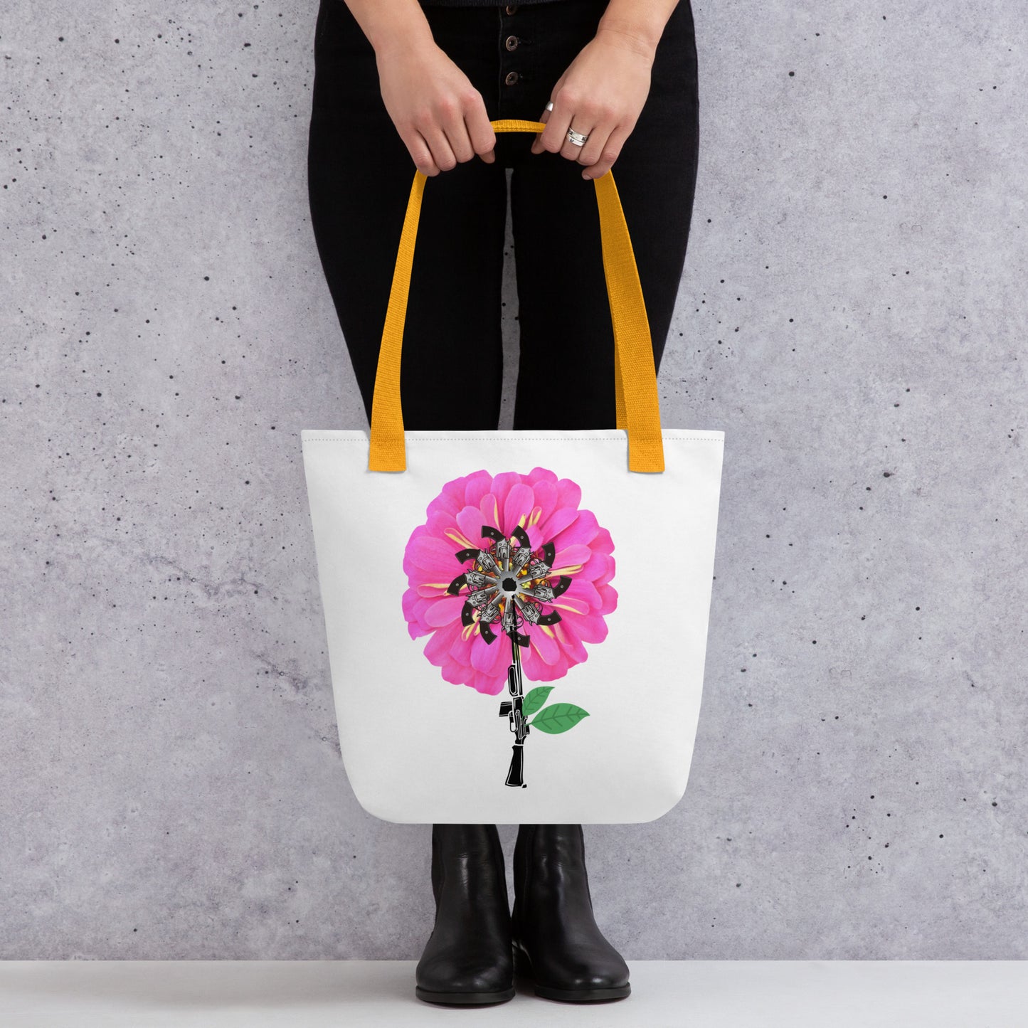 Pink Gun Flower Tote bag