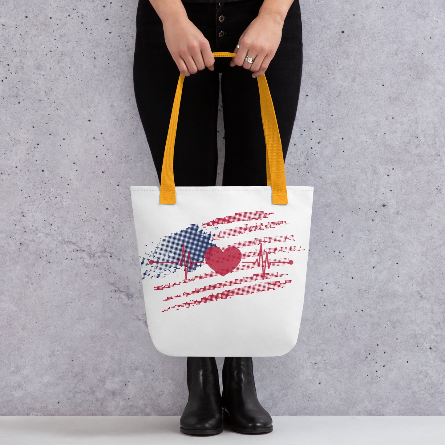 Flag with Heartbeat Tote bag