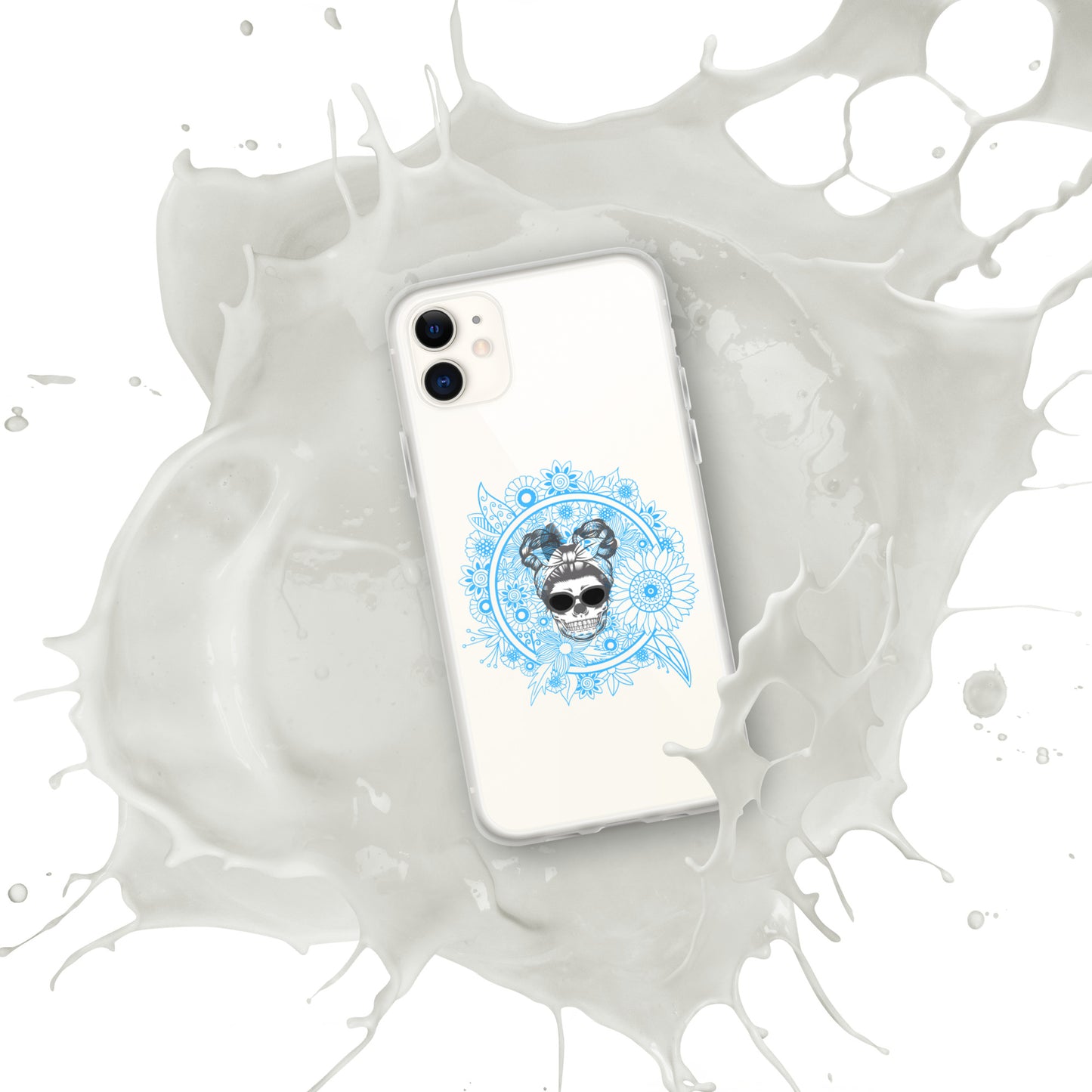 Retro Skull Double Bun Clear Case for iPhone®