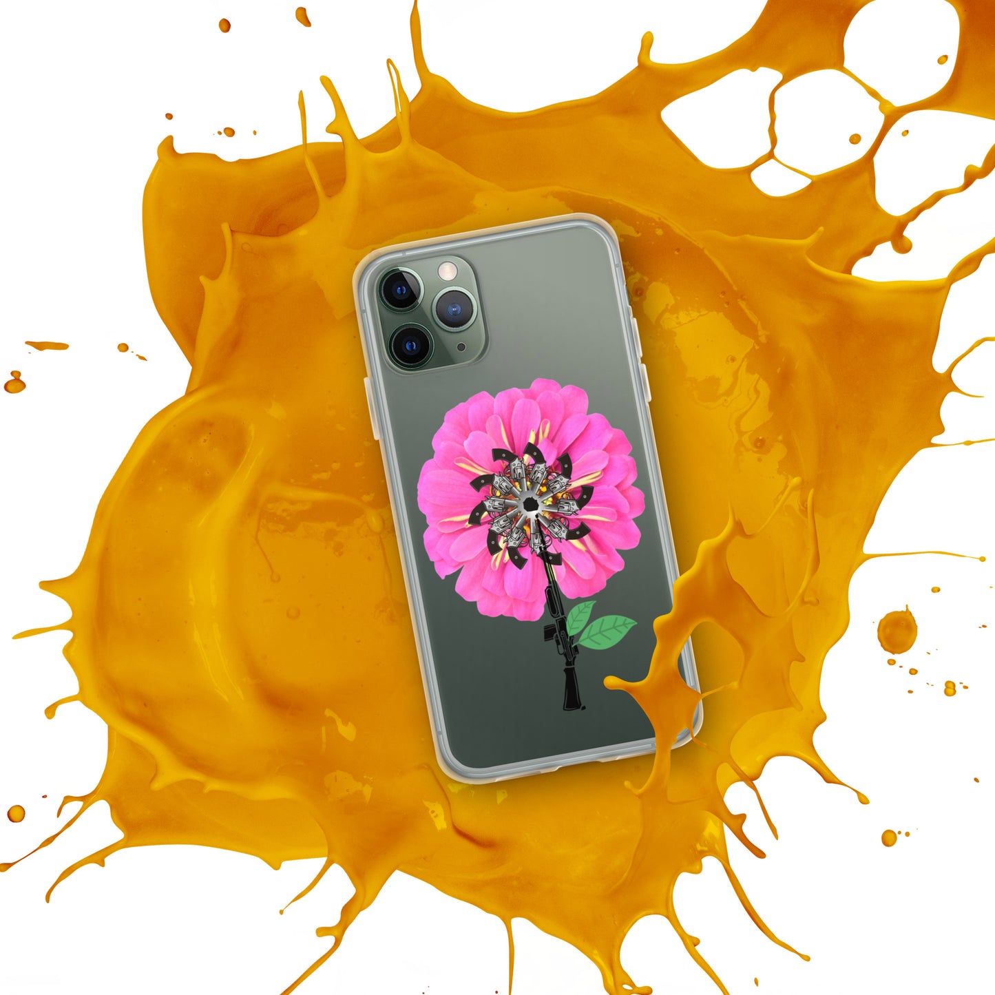 Gun Flower Hot Pink Clear Case for iPhone®