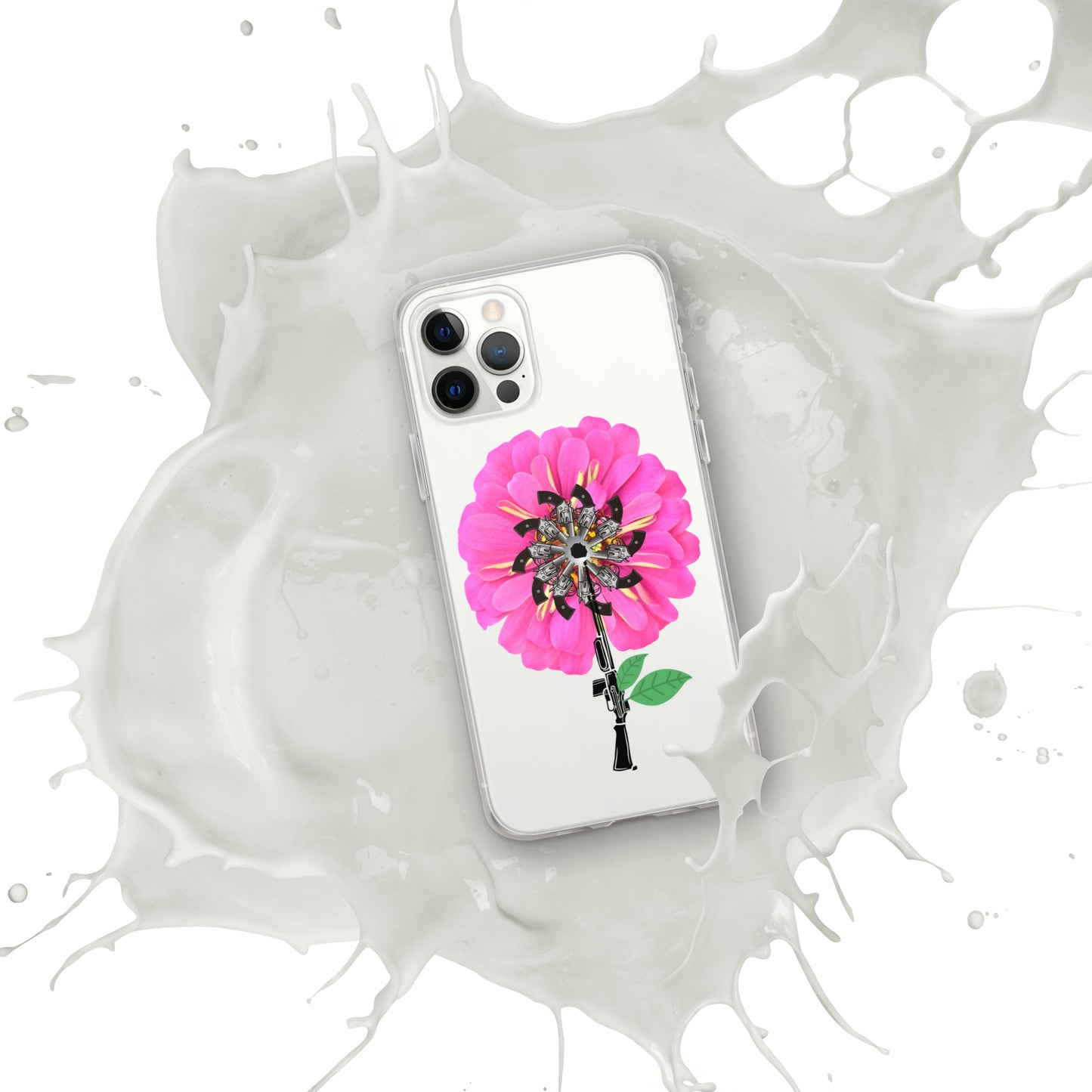 Gun Flower Hot Pink Clear Case for iPhone®