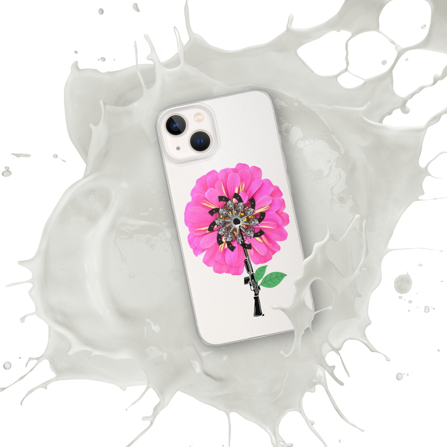 Gun Flower Hot Pink Clear Case for iPhone®