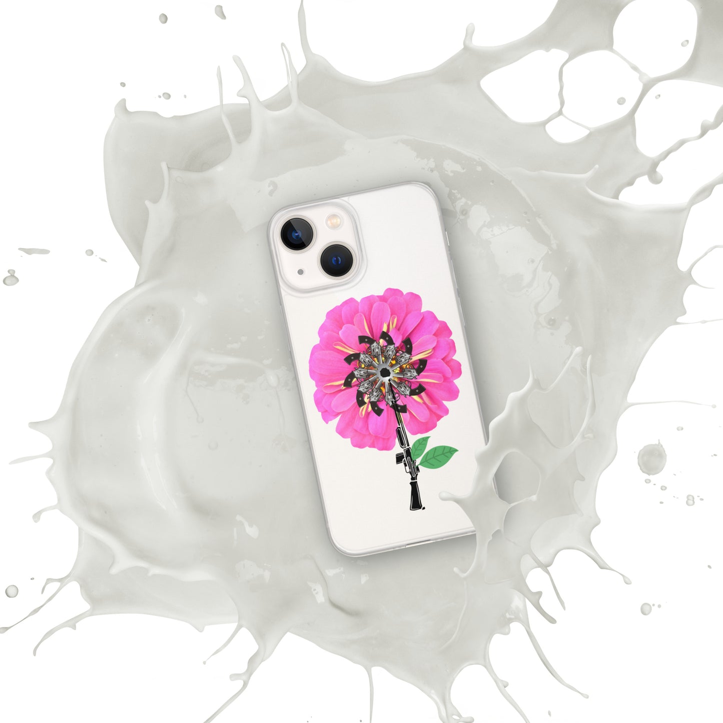 Gun Flower Hot Pink Clear Case for iPhone®