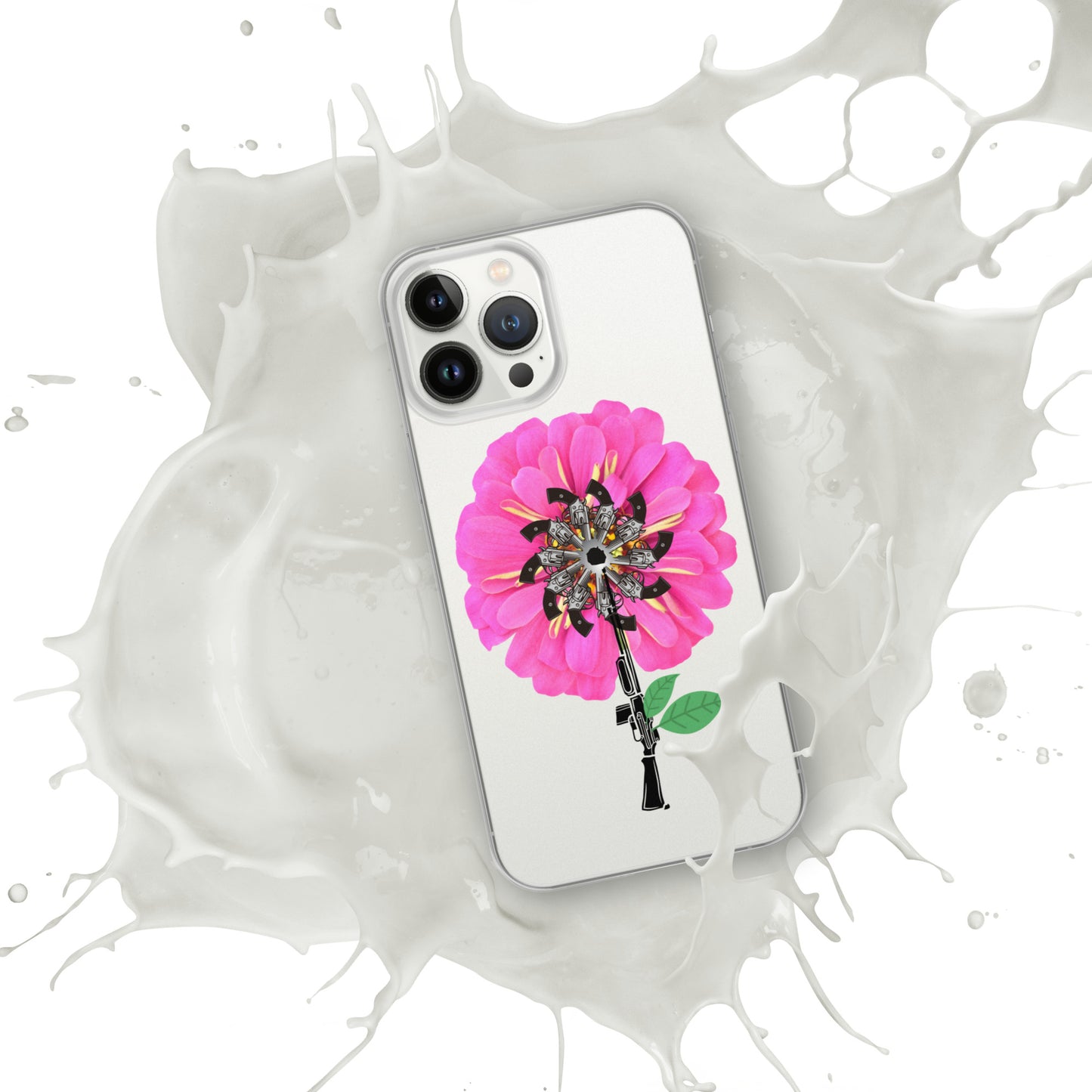 Gun Flower Hot Pink Clear Case for iPhone®