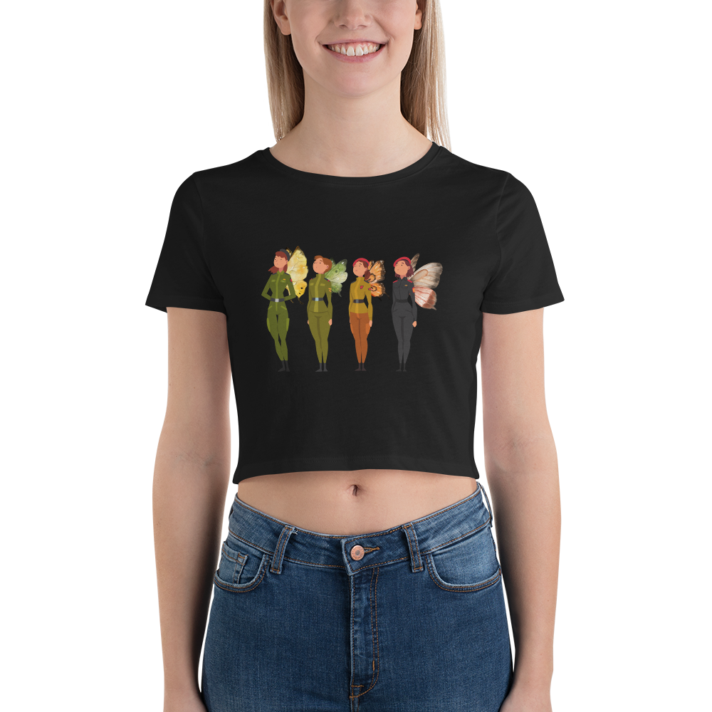 Women’s Crop Tee Women Soldiers with Butterfly Wings