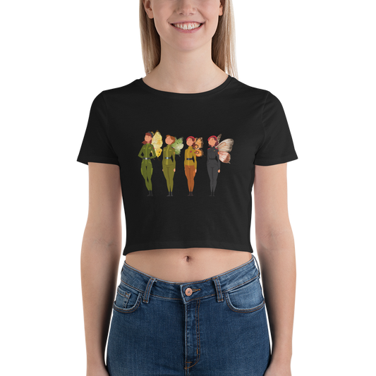 Women’s Crop Tee Women Soldiers with Butterfly Wings