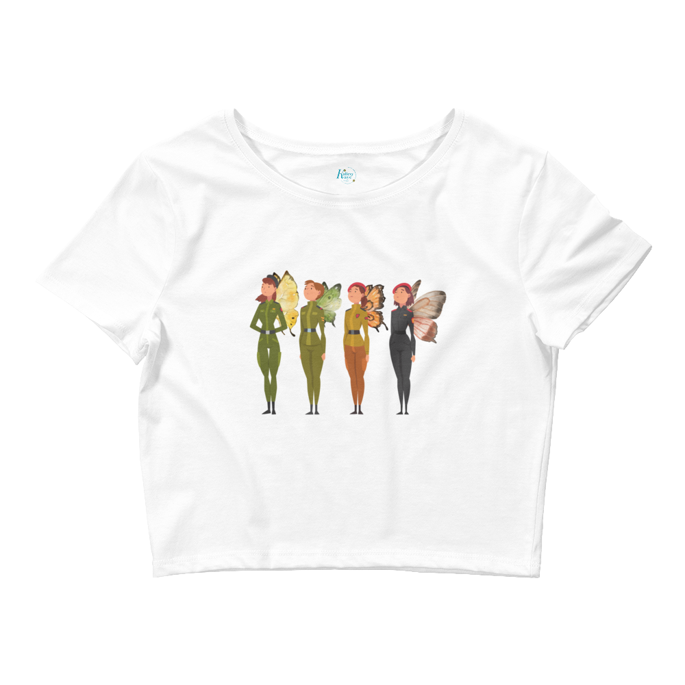 Women’s Crop Tee Women Soldiers with Butterfly Wings